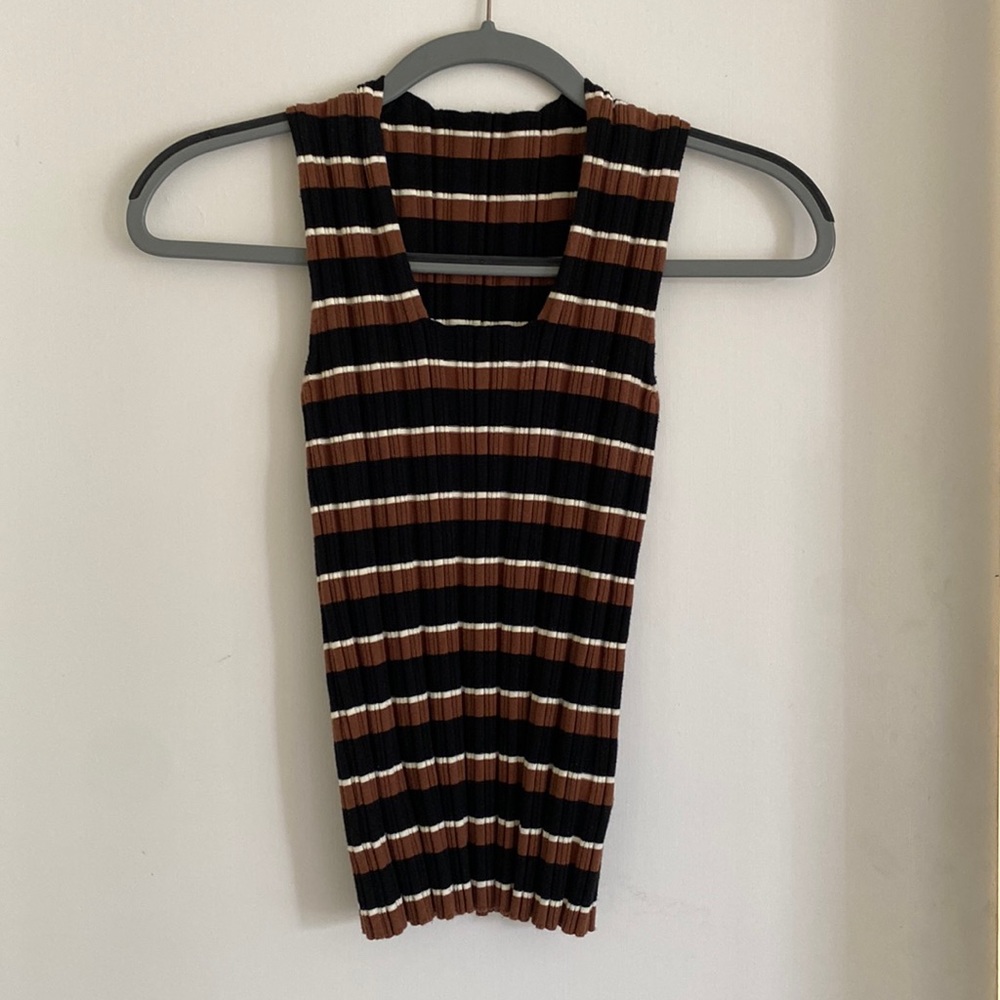 Theory square neck knit tank top